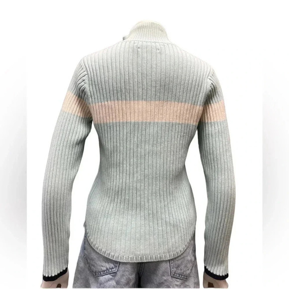 Tommy Hilfiger Vintage Ribbed Fitted Blue White Sweater Size Large - Picture 2 of 10